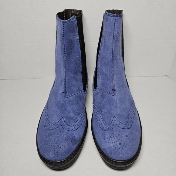 Tod's Chelsea Wingtip Women's Blue Suede Boots Ankle Driving Pull On - Picture 4 of 11